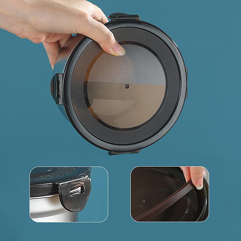 Stainless Steel Food Container Fresh Keeping Box Sealed Lid Crisper Lunch Meal Prep Storage Fridge Kitchen Set Round Square Bowl