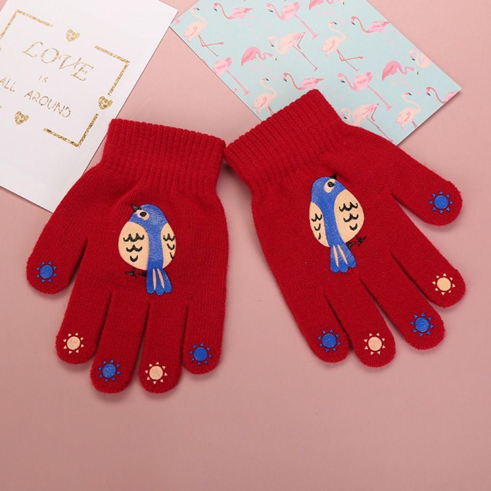 Thicken Warm Mittens Windproof Writing Gloves Cartoon Children Knitted Gloves  For Boys/Girls