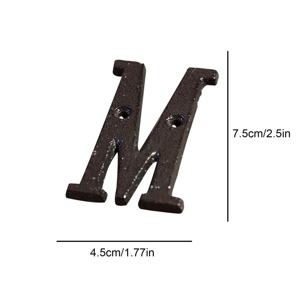 0 to 9, A to Z Metal Letters Numbers Cast Iron Decoration House Sign Doorplate DIY Cafe Wall House Door Address Alphabet Number