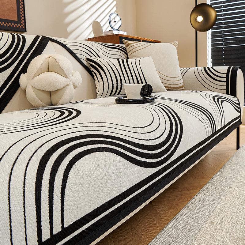 Light Luxury Premium American Chenille Sofa Cushion, Universal Sofa Cover For All Seasons, Graffiti Wind Non-Slip Cover Cloth Seat Cushion