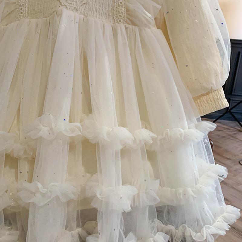 Autumn New Girls Mesh Fashion All-match Dress