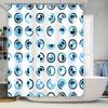 Modern Blue White Circle Shower Curtain Waterproof Washable Bathroom Decor Customize Size