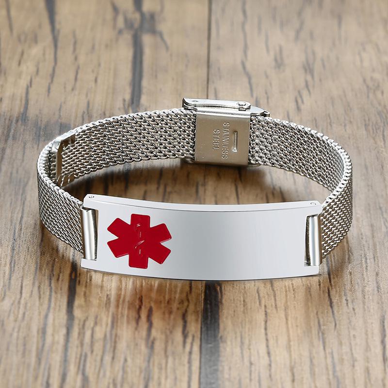 Stylish Men Stainless Steel Stretch Mesh ID Bracelets Custom Jewelry Personalize Engrave Stainless Steel Wrist Gifts Free Ship