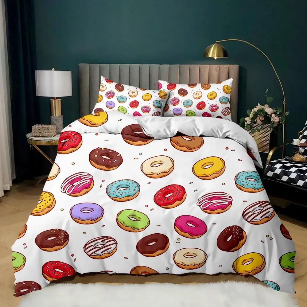 Doughnut Colorful Tie Dye Comfortable Duvet Quilt Cover Pillowcase Bedding Set Children Bedroom Decoration Home Textile