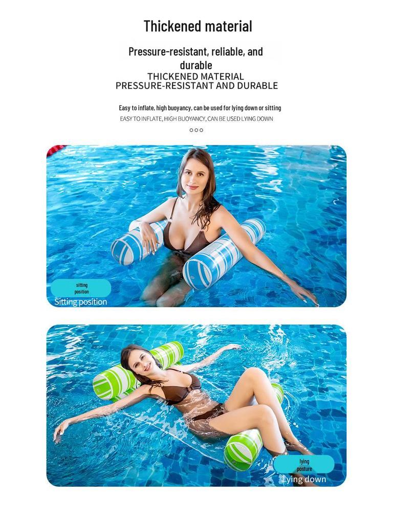Striped Inflatable Water Hammock - New Cylindrical Pool Float & Recliner