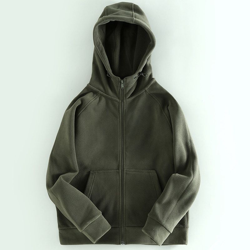 off Orders Exported to Japan Spring and Autumn Men s Fleece Clothing Polar Fleece Men s Clothing Outerwear Trendy Men s Clothing Hoodie Top Clothes Army Green M