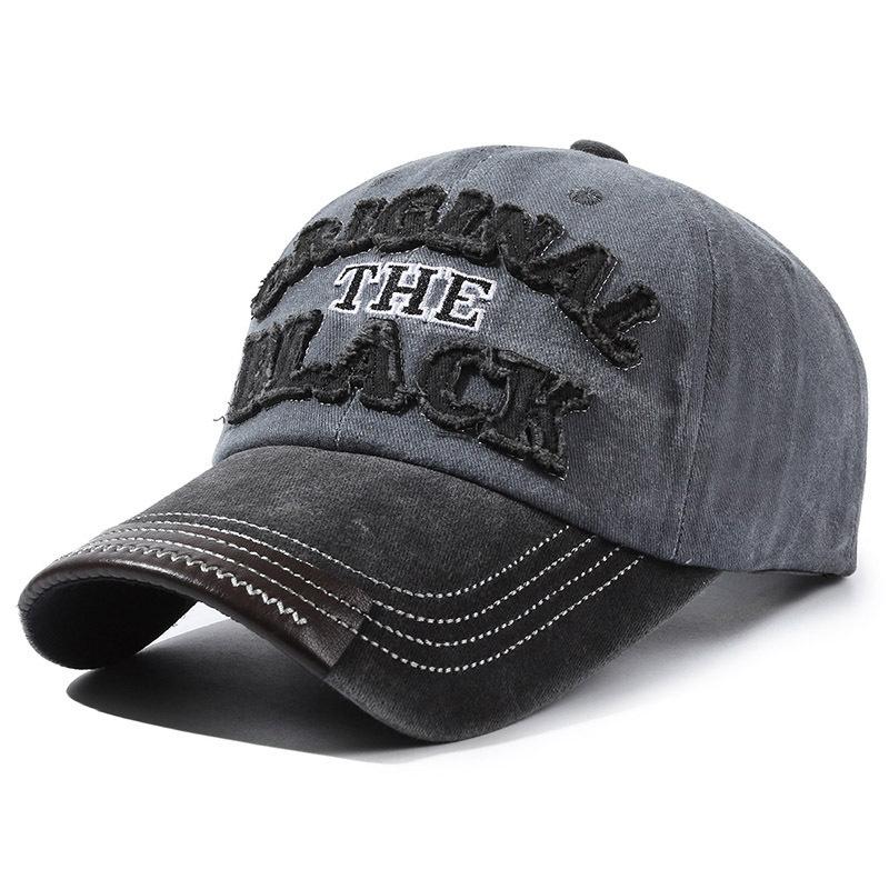 Men's Retro Washed Cloth Alphabet Baseball Cap Curved Brim Old Cap Spring and Autumn Outdoor Sports Women's Sun Hat