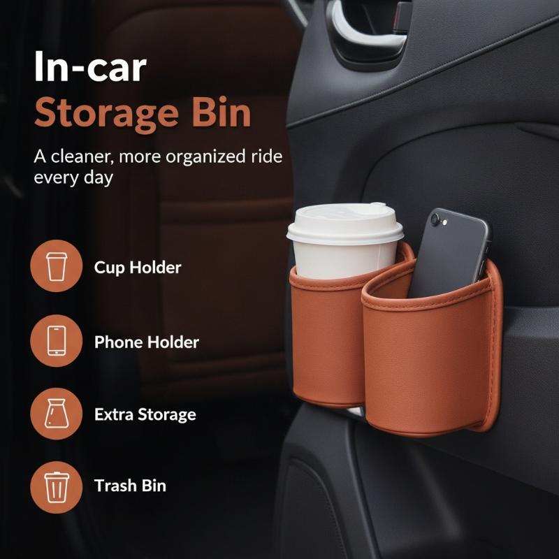 Leather Car Door Storage Box Waterproof Drink Holder Storage Bag Multifunctional Vehicle Door Pocket Organizer For Car Accessory