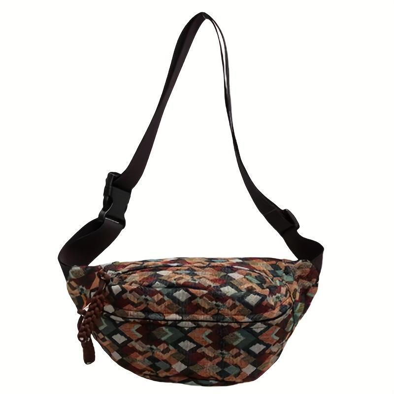 

Винтажная сумка-кроссбоди для бега для женщин Стильная поясная сумка с регулируемым ремнем, застежкой-молнией, идеально подходит для телефона, ключей, аксессуар для бега