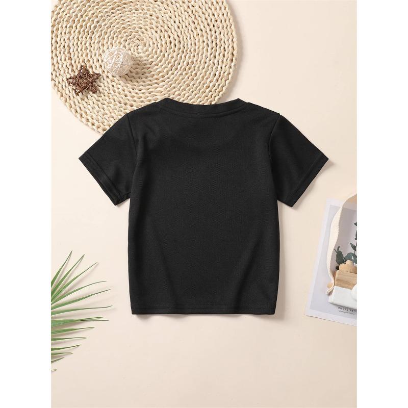 Boys Crew Neck Short Sleeve T-Shirt with Cartoon Dinosaur Print