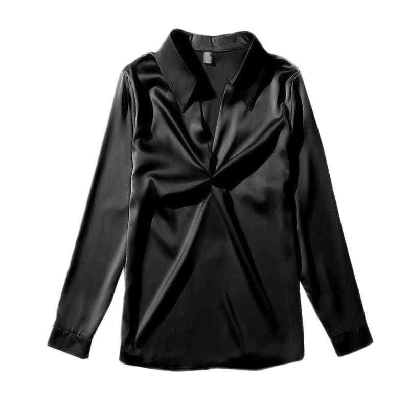 New Casual Long Sleeve Turn Down Collar Women Blouse Off White Chiffon Blouse Shirt Women Top