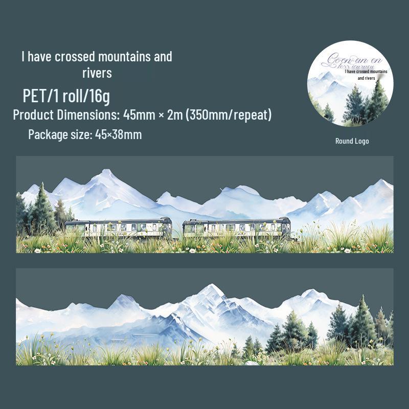 Endless Journey Scenic PET Tape: Travel, Mountains, Rivers, Meteorites Decor Stickers