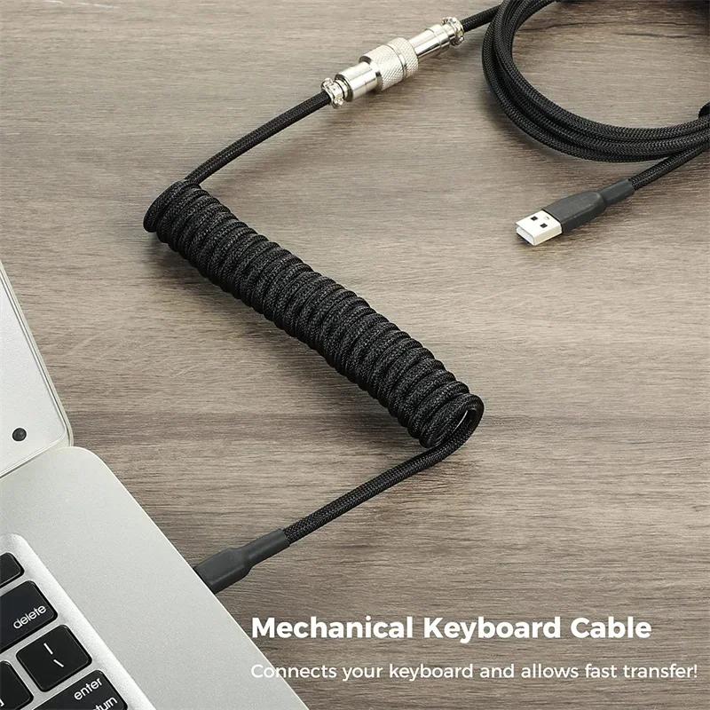3M Type C Coiled Keyboard Cable With Aviator Connector Usb Mechanical Keyboard Wire For Desktop Computers