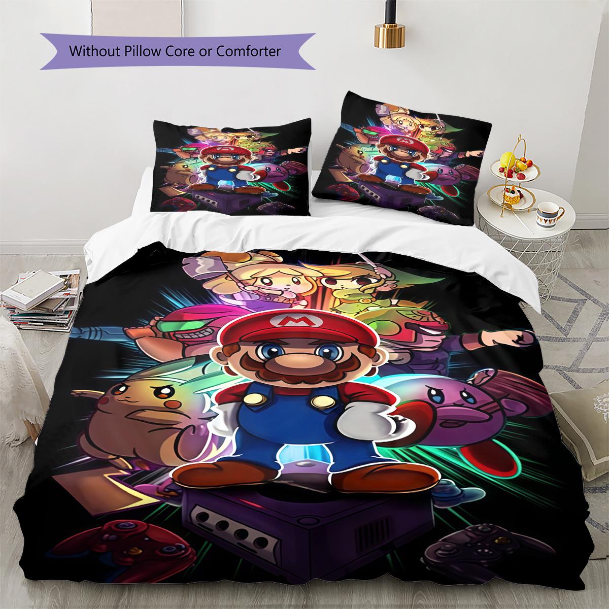 

3PCS Super Mario Duvet Cover Set High Definition Print Soft Microfiber Bedding Set Children Bedroom Decorative Bed Set 135x200cm
