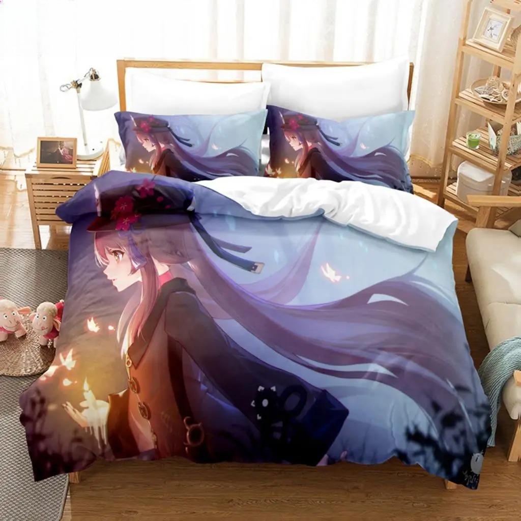 Hu Tao Genshin Impact Game 3D Duvet Cover Bedding Set Comforter Linen Pillowcases Home Decor Single Double Twin King Queen