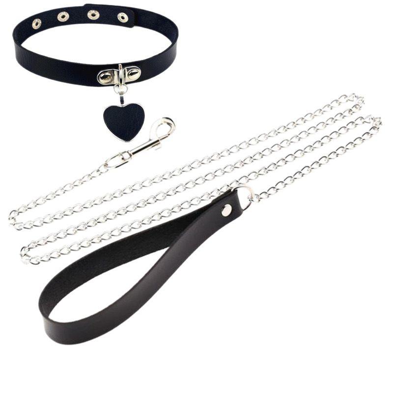 Women's collar PU bell neck ring neck ring dark love pendant collar collar chain necklace