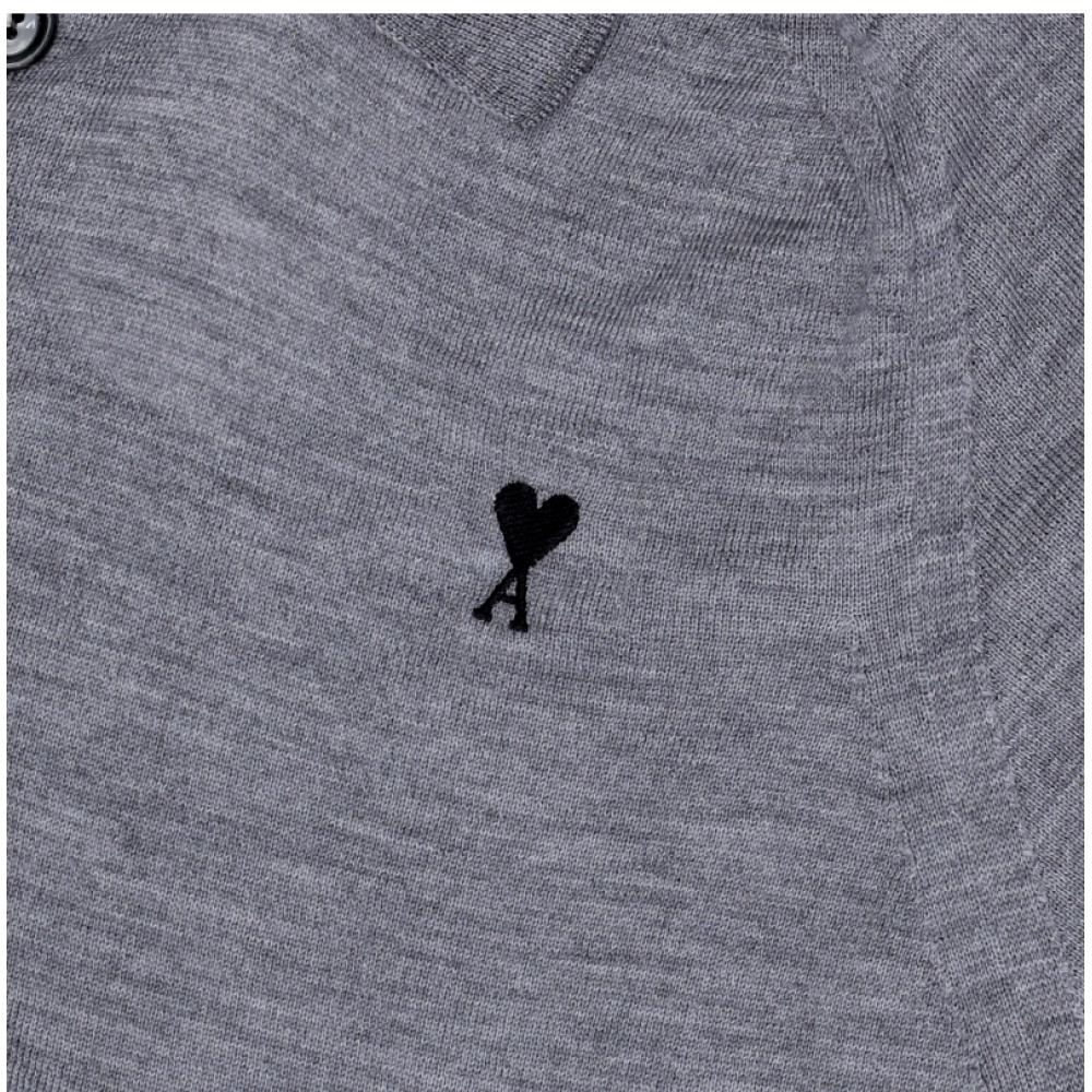 Ami Men S De Queh Small Heart Logo Polo Cardigan 0504