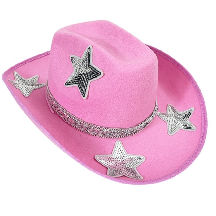 Rhinestones Belt Five Pointed Star Hat for Women Cosplay Costume Hat Bachelorette Party Headwear Wedding Western Hat