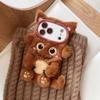 Fashion Fluffy Plush Monster Smile Pattern Phone Case For iPhone 11 12 14 13 15 16 17 Pro Max Plus Shockproof Warmth Cover