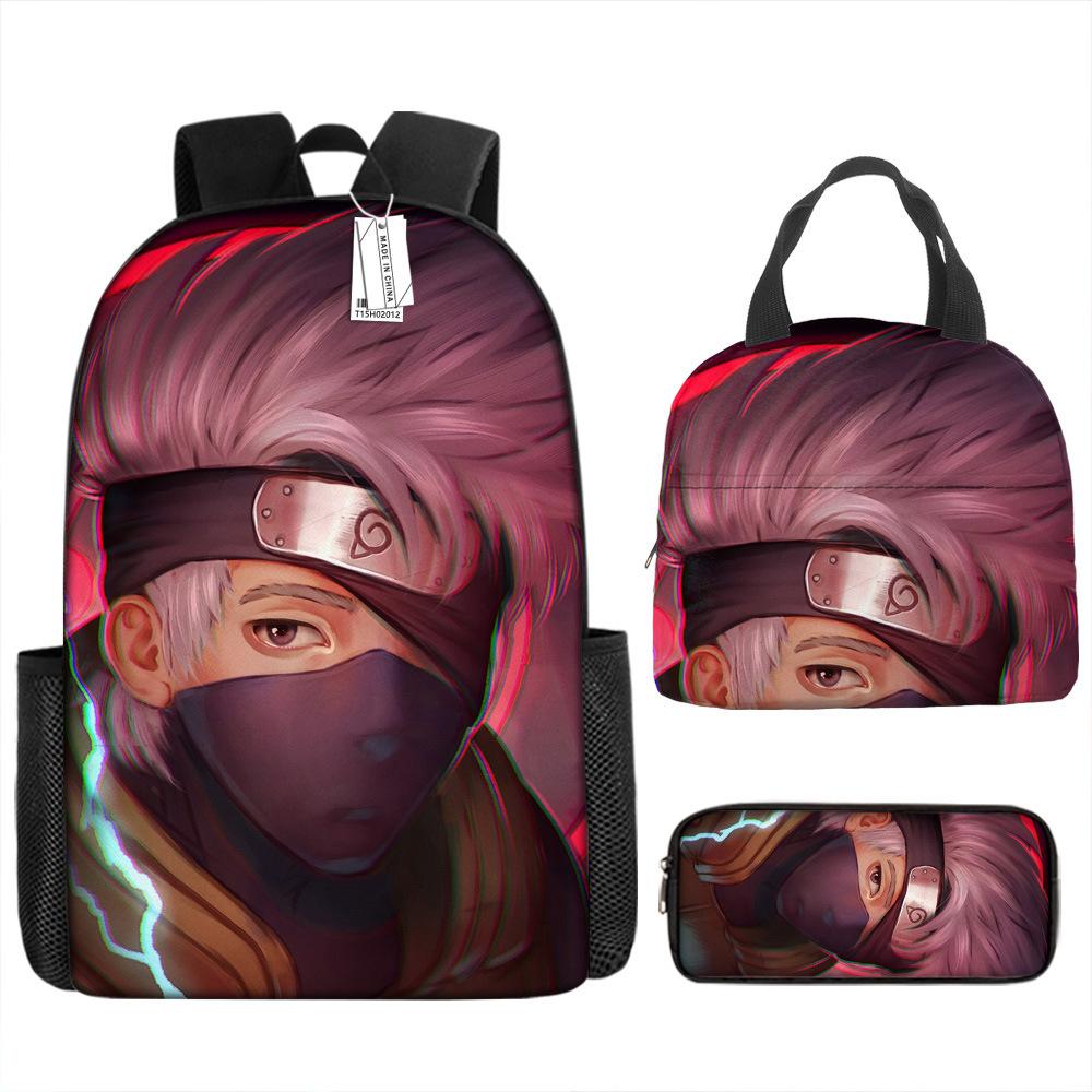 Naruto Schoolbag Elementary School Boys Large Capacity Schoolbag Lunch Bag Pencil Case Three-piece Set