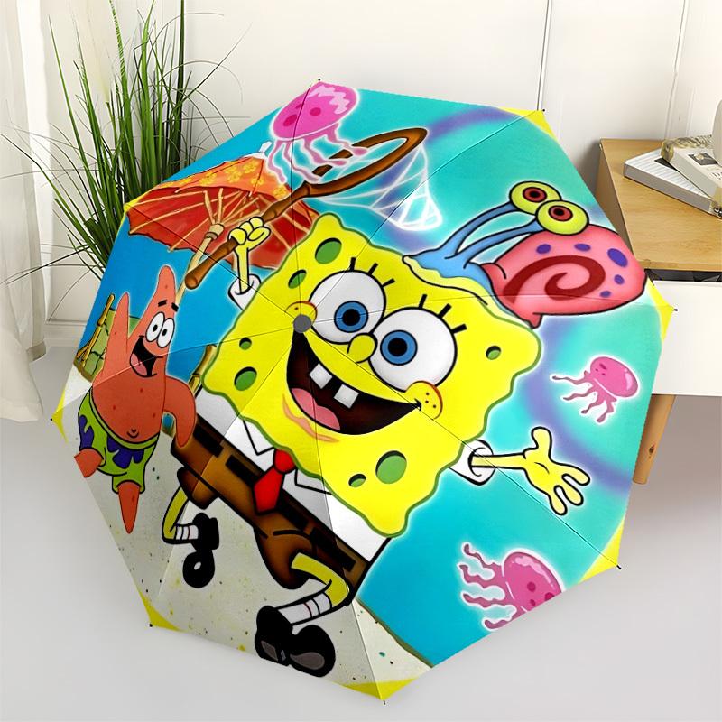 1pc SpongeBob Automatic Open/close Umbrella, Portable Travel Umbrella, Everyday Use - Outdoor Accessory, Artistic Pattern, Compact Design, Fashion Lov