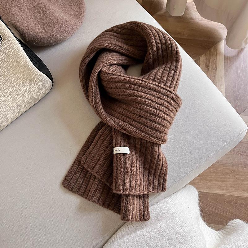 New Wool Scarf Women's Autumn and Winter Red Versatile Shawl Thickened Warm Knitted Scarf Universal