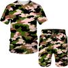 Set cu imprimeu camuflaj de vară Costum Hip Hop Harajuku Sport 2 piese Îmbrăcăminte sport supradimensionată Tricou Pantaloni scurți de plajă Ținute Haine pentru bărbați