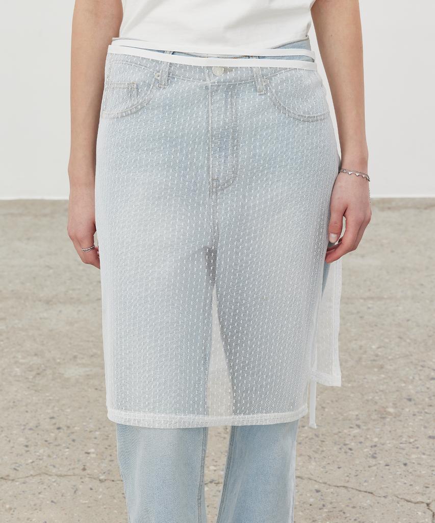Itove Seoul See-Through Layered Wrap Skirt Wh