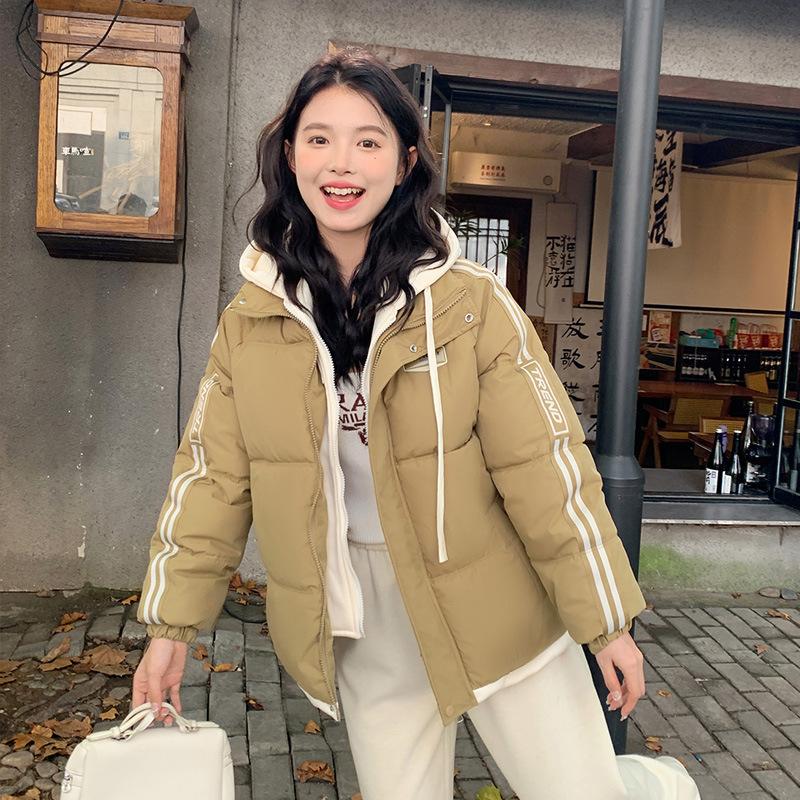 Stripes Contrasting Colors Fake Two-piece Down Cotton-padded Clothes Winter Fashion New Thermal Cotton-padded Jackets Cotton-padded Jackets Women