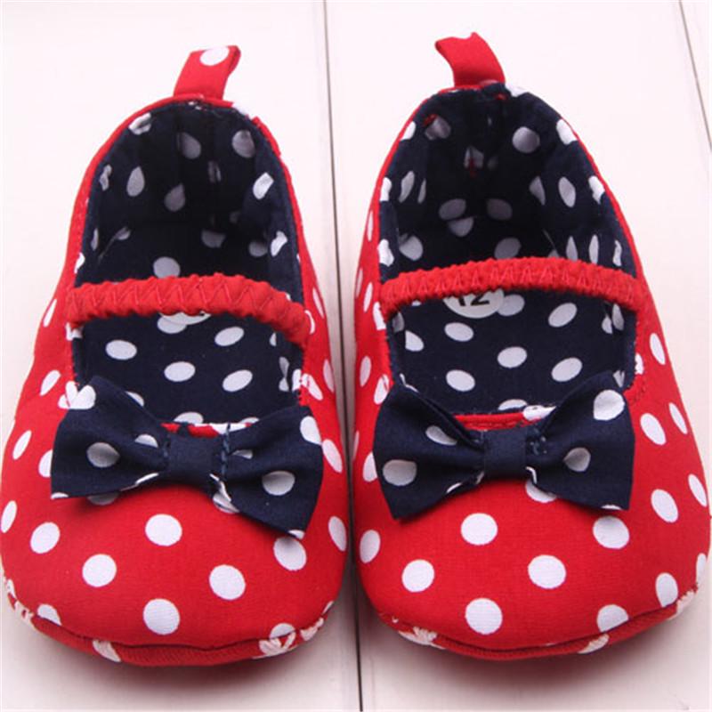 Holčička Botičky s mašlí Baby Batole Princezna Tečky Novorozeně Měkká Postýlka Batole Kojenec Malý Kid Podrážka