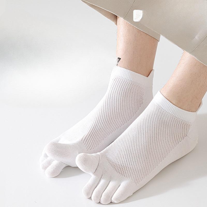 Men's Summer Thin Pure Cotton Boneless Short Socks, Sweat-absorbing Mesh Breathable, Antibacterial and Deodorizing Toe Separation Socks