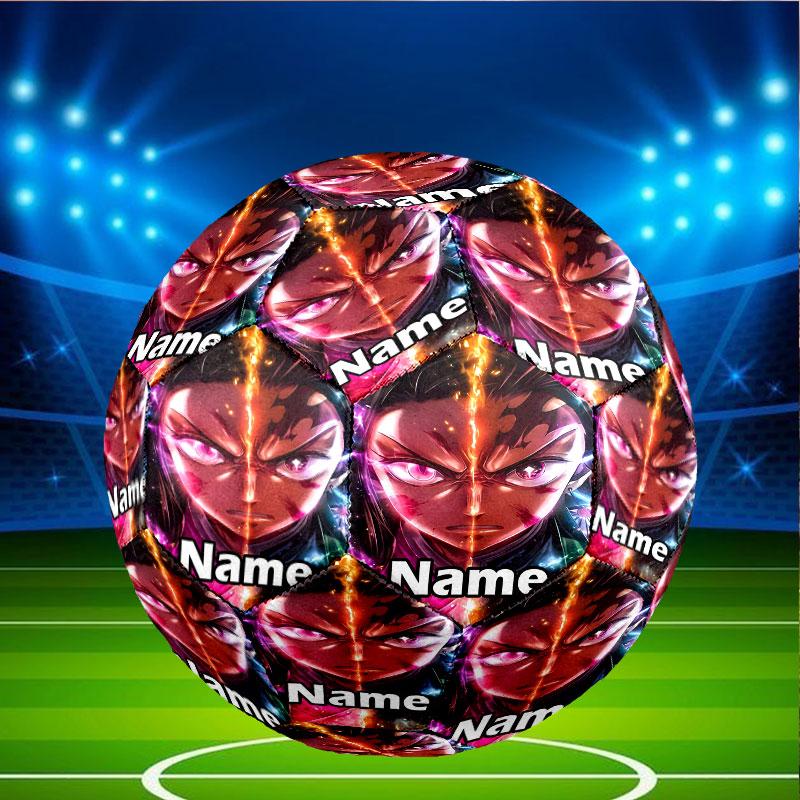 Custom Name Personalized Demon Slayer Print Size 5 Soccer Ball Training & Match Football, for Team, Kicking, Gift for Football Enthusiasts