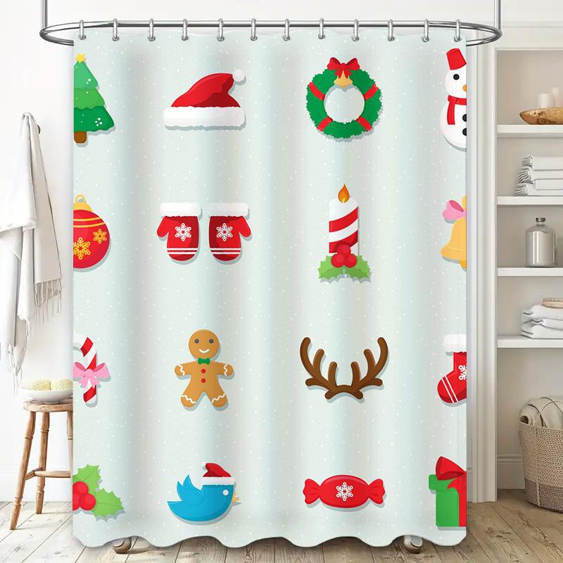 Tu Christmas Shower Curtain Festive Holiday Decor Bathroom Set Waterproof Farmhouse Style Modern Pattern Home Decoration Backdro