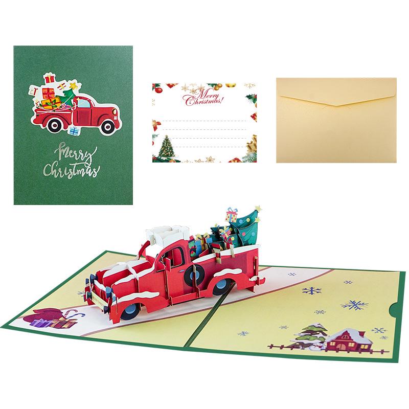 3D Pop-up Christmas Card with Custom Envelope and Hot Stamping