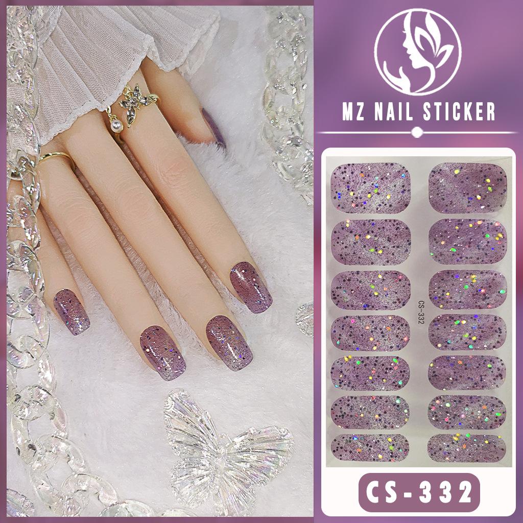 CS Color Green Onion Powder Four-color All-Green Onion No-Bake Gel Nail Polish Film All Ice Flash Nail Polish Film Paper Nail Nail Sticker