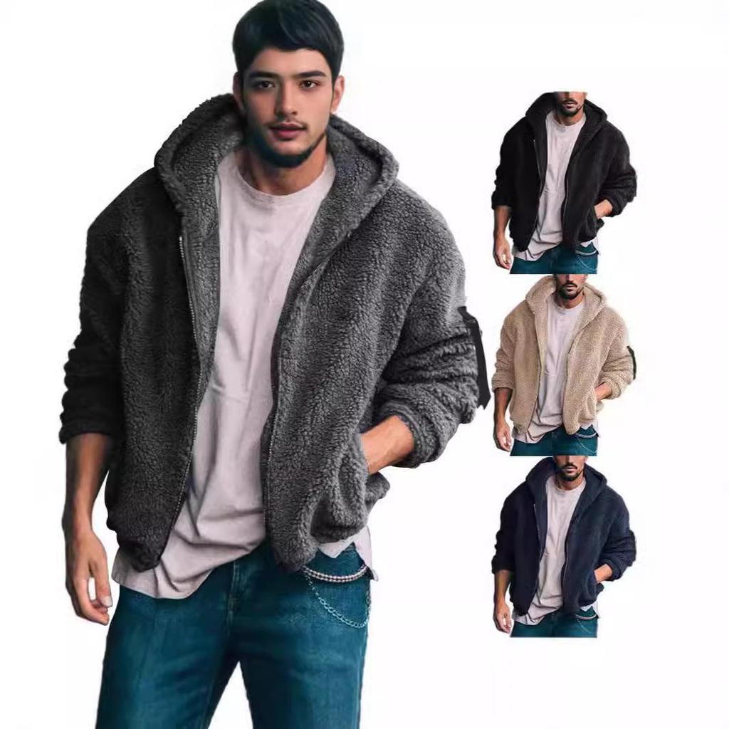 2026 Herren Doppelseitige Arktis-Fleece Kapuzenjacke mit Reißverschluss Winterjacke