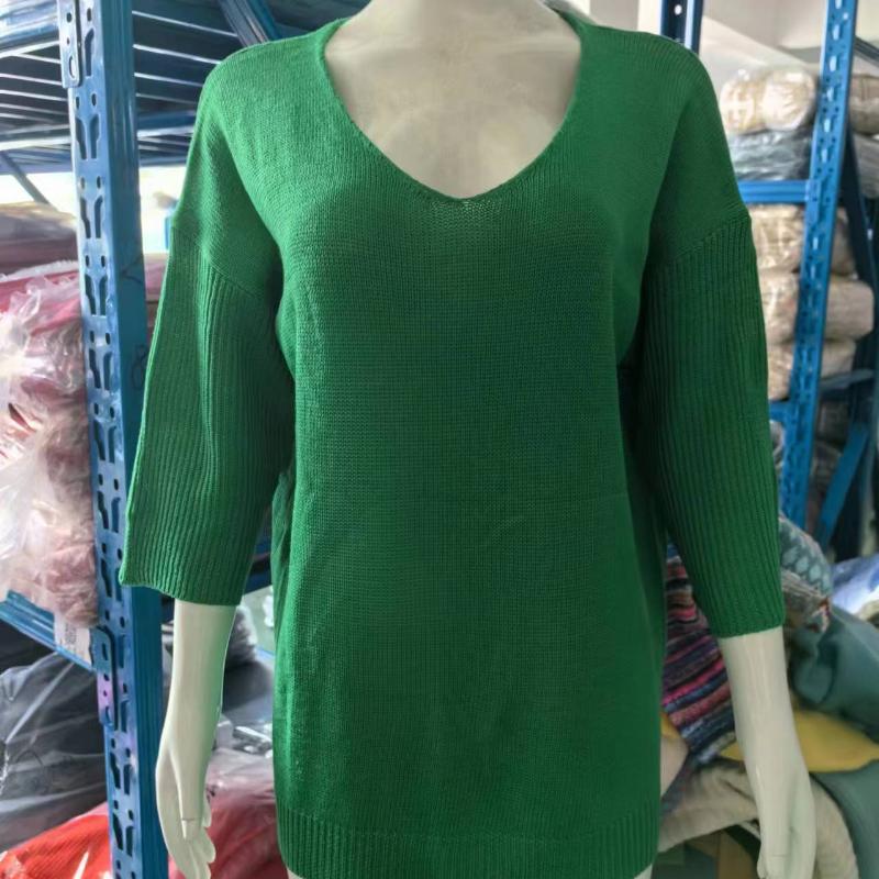 Fashion Solid Plus Größe Gestrickte Pullover Frauen Casual Herbst Dünne Grundlegende V-ausschnitt Pullover Pullover Frauen Kurzarm Einfache Strickwaren Tops 24600