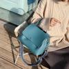 Damen PU Ledertasche Hohe Kapazität Monochrome Umhängetasche Weibliche Reise Umhängetasche Blau Wintermode