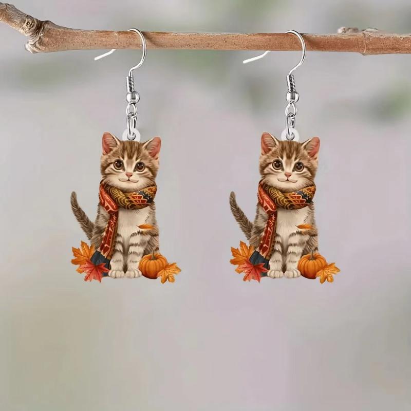 Acryl 2D Flache Ohrringe Cartoon Stil Tierdesign Anhängerohrringe Persönlichkeitszubehör Für Frauen
