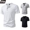 Men's Embossed Geometric Pattern Henley T-Shirt - 4-Button Placket Short Sleeve Casual Slim Fit Daily Tops In 3 Versatile Color Options