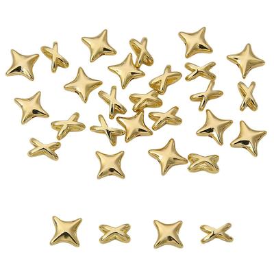 Cuentas separadas de estrella de cuatro puntas de cobre para hacer joyería DIY, accesorios artesanales