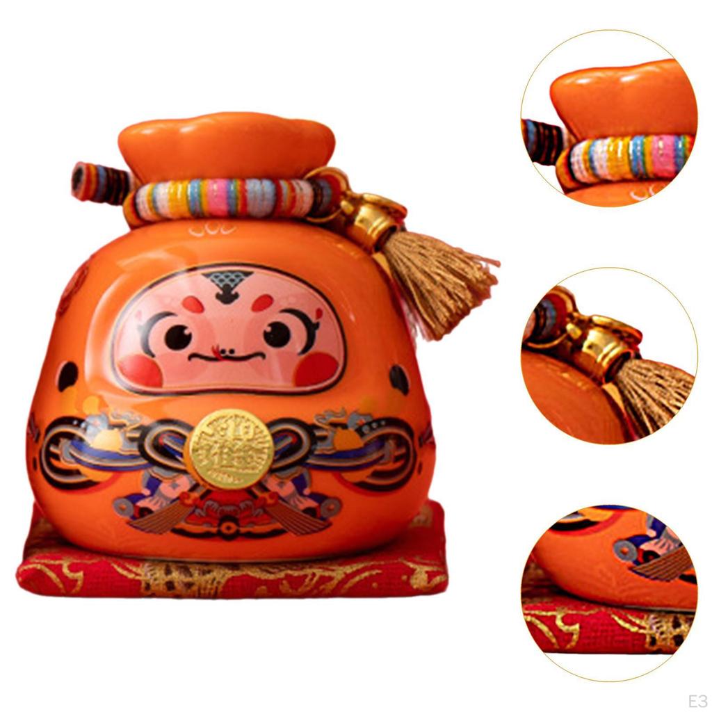 Lucky Bag Piggy Bank Money Saving Box Storage Ceramic Figurine for Desk Living Room