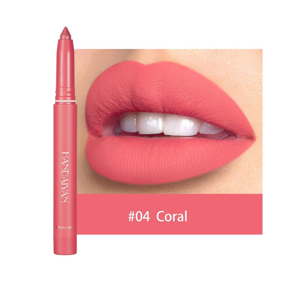 HANDAIYAN 12 Colors Matte Waterproof Velvet Nude Lipstick Pencil Sexy Red Brown Pigments Makeup Long Lasting Profissional