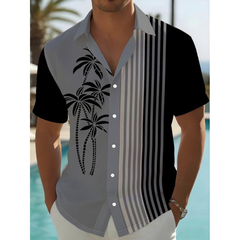 Men's Hawaiian Casual Shirt, Stylish Digitally Printed Graphic Button-Up Short Sleeve Shirt, Perfect for Vacation and Beach Vacation Wear