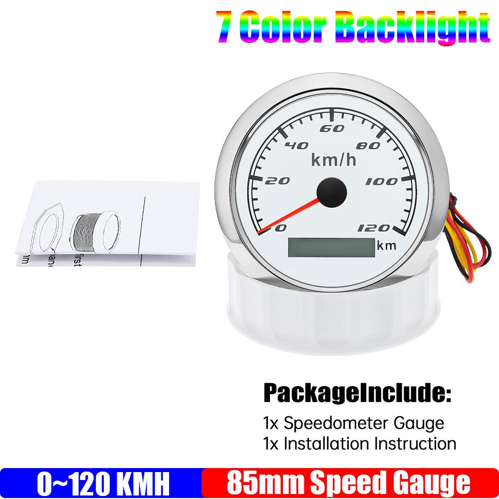 ZMFJH 30KMH-300KMH 85mm Analog Pulse Speedometer Gauge 7 Color Light Speed Meter Pulse Signal Speedometer Car Boat Yacht 12V24V
