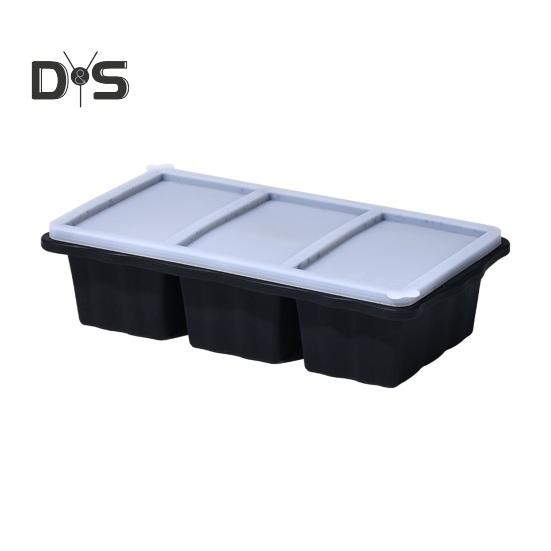 

Силіконова морозильна камера з кришкою, 3 відділення, силіконова морозильна форма для супів, соусів, льодогенератор без бісфенолу А M чорний