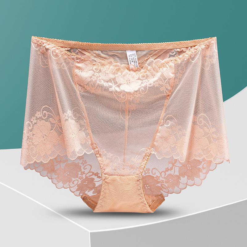 Yu Mei 9007 Nadměrná velikost Kalhotky s vysokým pasem Krajkové trojúhelníčkové - Sexy, Průsvitné a Vykrojený design