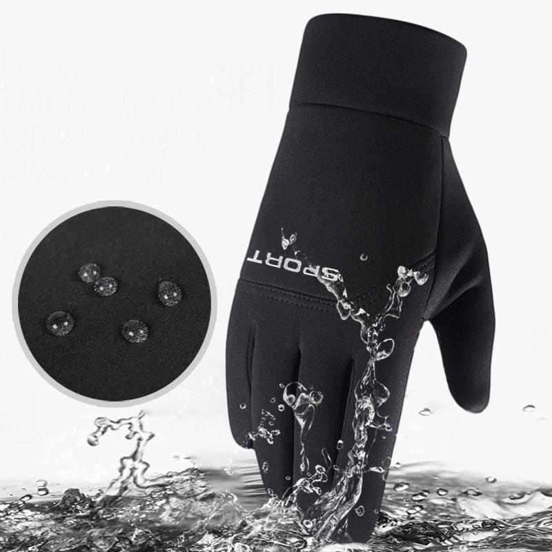 Black Touch Screen Gloves Men's Women's Warm and Plush Windproof Waterproof Anti Slip Cycling Gloves Autumn and Winter