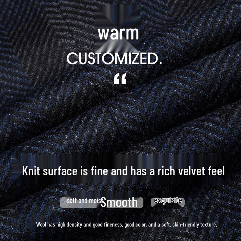 Men's Mid-Length Wool Blend Coat with Subtle Stripe Texture