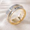 Ethnic Inlaid White CZ Women's Ring Minimalist Two Color Geometry Daily Wear Party Jewelry Anniversary Gift